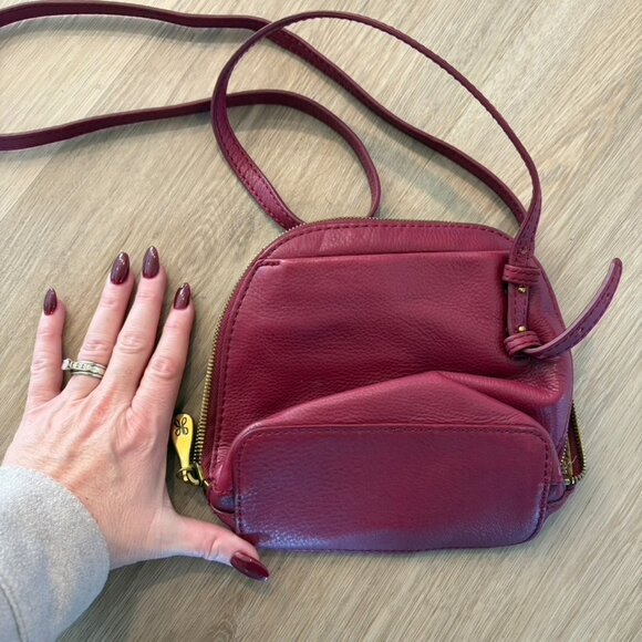 ** HOBO Leather Red Pink Mini Crossbody Purse Bag - Picture 7 of 9